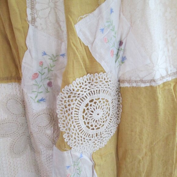 🔥🍫POL Vintage-Inspired Patchwork Cotton Pants – Boho Lace Honey Gold - Picture 13 of 16